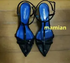 mamian サンダル　23cm 23.5 黒ストラップ　エナメル　ミュールのサムネイル