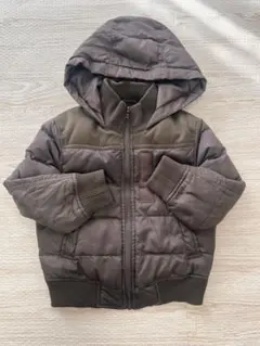 COMME CA ISM フード付き中綿コート グリーン