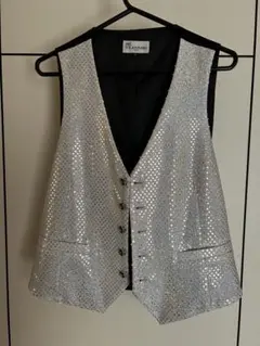 スパンコール付きシルバーベスト　舞台衣装