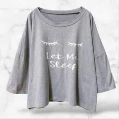 7分袖カットソー プリント クルーネック ゆったり ゆるだぼ 体型カバー 薄手