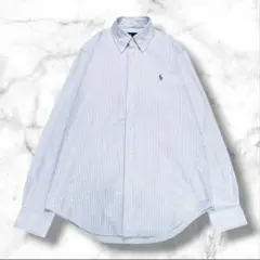 極美品✨ラルフローレン オックスフォード シャツ ポニー刺繍 ストライプ L
