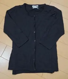 黒い五分袖ボタン付きカーディガンアンサンブル　Lサイズ