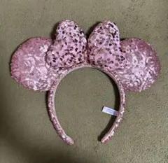 ミニーマウス耳スパンコールカチューシャ ピンク