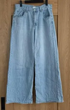 UNIQLO JEANS ドレープワイドフレアジーンズ　ブルー 27インチ
