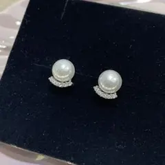 【新品】パールクリスタルピアス パール ラインストーン 上品 フォーマル