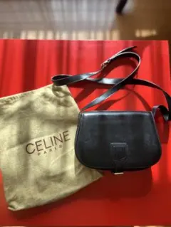 CELINE ブラックレザー ショルダーバッグ