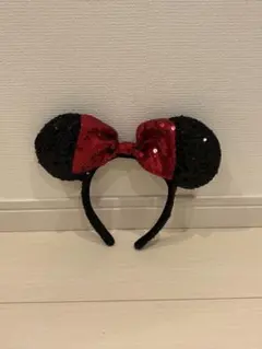 ミニーマウス風スパンコール耳カチューシャ