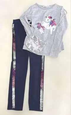 H&M ユニコーン刺繍 長袖カットソー・パンツセット　130