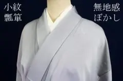 未使用品 単衣 小紋 縮緬地 無地感 ぼかし グレー 灰紫 瓢箪 身丈165cm