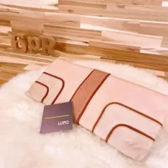 【ルポバルセロナ】本革 レザー クロコ ライン クラッチバッグ ピンク×ベージュ