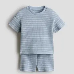 新品 h&m 70 セットアップ 半袖 ブルー