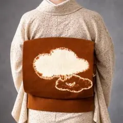 【B2-106】名古屋帯 名古屋仕立て 茶 313cm 春のお出かけに♪