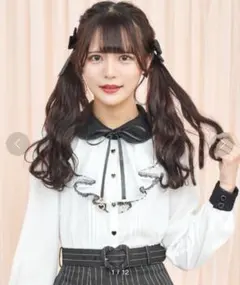 SecretHoney ラッフルハートリボンブラウス ホワイト