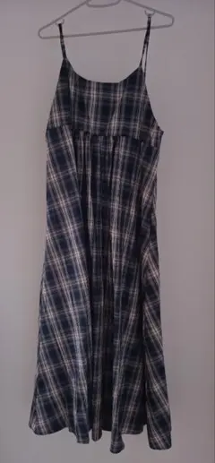 チェックキャミワンピース　ネイビー