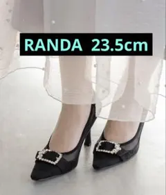 RANDA チュールコンビビジューバックルパンプス