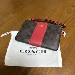 COACH レザー ポーチ ブラウン/ピンク