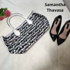 【人気☆Samantha Thavasa】黒　白　ブランドロゴ　トートバッグ