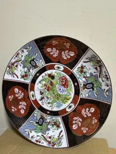 花柄と鳥のモチーフの皿 大皿　インテリア　置き物36cm