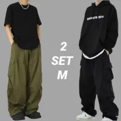カーゴパンツ 　2セット　 カーキ　 ブラック　Mサイズ　メンズ　秋冬