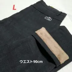 新品★カジュアルパンツ スラックス ブラックチェック L 暖パン 裏ボアフリース