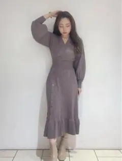 ケーブルニットワンピース ロングワンピース