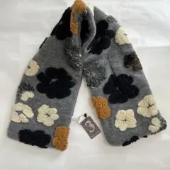 3rd Collection マフラー グレー ボア 花柄