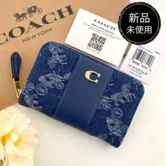 新品　正規品☆COACH コーチ　コインケース　デニム　馬ロゴ　ホース
