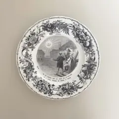 【美品】フランスアンティーク　クレイユエモントロー　グリザイユプレート　平皿 フランス クレイユ エ モントロー アンティーク グリザイユ プレート