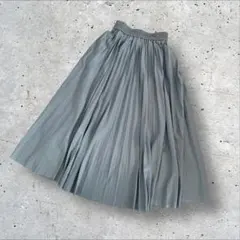 【GRL】グレイル プリーツスカート ウエストゴム ロング 水色 Aライン