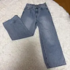 ワイドデニムパンツ ライトブルー