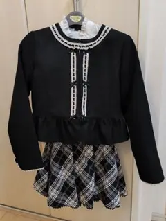 フォーマルドレス ブラック/ホワイト チェック柄