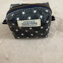 ハンドメイドポーチ 星柄 小物入れ ラミネート生地
