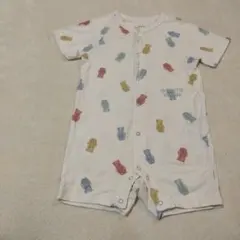 美品ジェラートピケ　カラフルクマ柄ロンパース