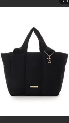 黒いナイロンキルティング2WAYトートバッグ