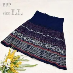 【BBP】フェリシモ ノルディック柄ニットミニスカート 北欧 ネイビー LLのサムネイル