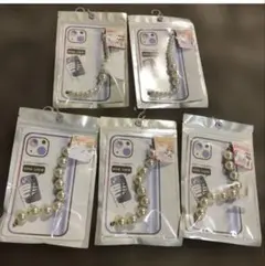 しまむら　スマホ　パールハンドストラップ　5個