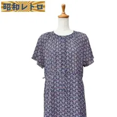 【昭和レトロ】半袖ワンピース/総柄/シャツ風/古着/60'70'/No.466