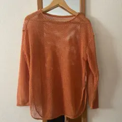 オレンジ メッシュトップス フリーサイズのサムネイル