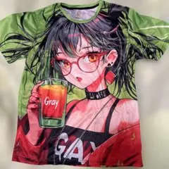アニメ風イラスト グラフィック両面プリントTシャツ Lサイズ、新品未使用品〜男女