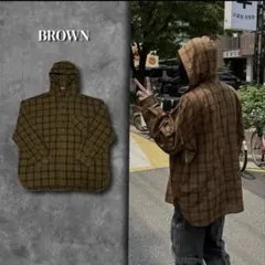 RADIANT 完売品 Brown check hoodie shirt