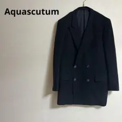 Aquascutum ブラック ダブルブレスト チェスターコート