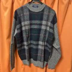 ALERT セーター　ウール100% チェック柄 ニットセーター L グレー