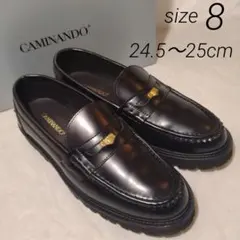 CAMINANDO カミナンド アーモンドトゥ ペニーローファー 8 25のサムネイル