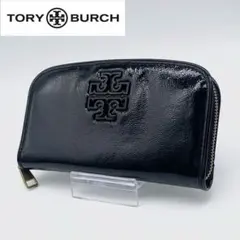 【極美品】 Tory Burch 長財布 エナメル 型押し ゴールド金具 黒