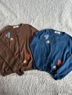 H&M ブラウンとネイビーカーディガン 140cm 130㎝　　2点