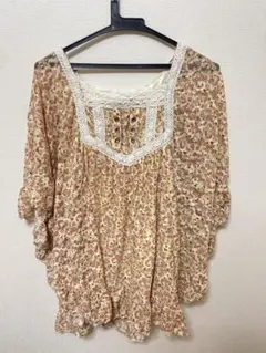 花柄 チュニック レース 平成 y2k 森ガール ポンチョ フェアリーグランジ