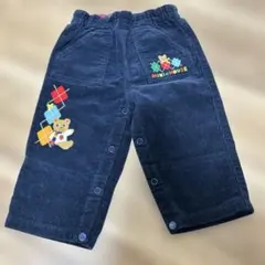 ミキハウス 豪華プッチーくん 刺繍 コーデュロイパンツ 80 ネイビー 紺色