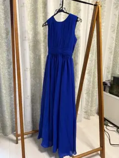 子供用ドレス　青のプリーツロングドレス