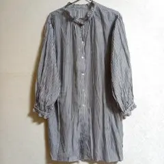 ​新品タグ付 LEPSIM チュニック丈 フリル襟 ストライプシャツ 2WAY