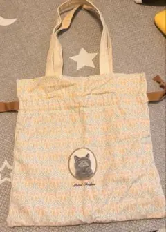 猫のイラスト付きトートバッグ